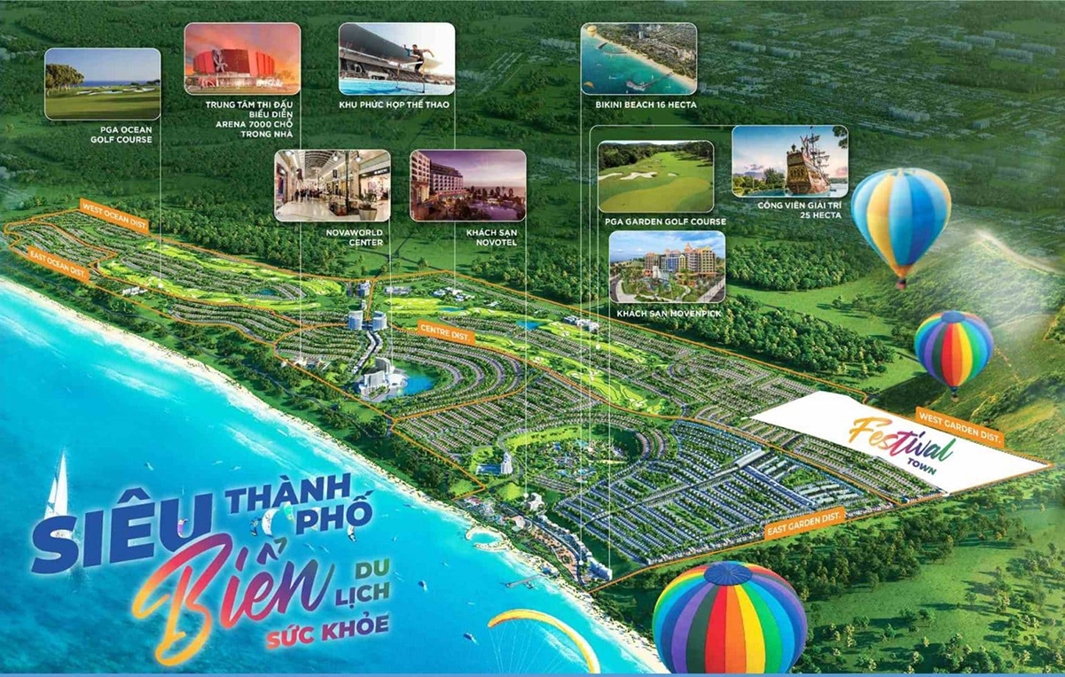 Vị trí phân khu Festival Town dự án Novaworld Phan Thiết Bình Thuận