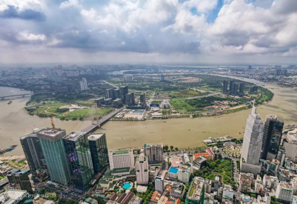 Trung tâm TP HCM và khu vực bán đảo Thủ Thiêm, nơi được đầu tư phát triển Trung tâm tài chính quốc tế tại TP HCM, tháng 7/2025