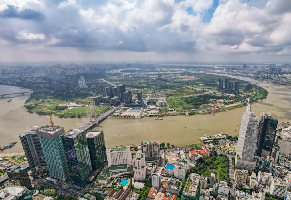 Trung tâm TP HCM và khu vực bán đảo Thủ Thiêm, nơi được đầu tư phát triển Trung tâm tài chính quốc tế tại TP HCM, tháng 7/2025